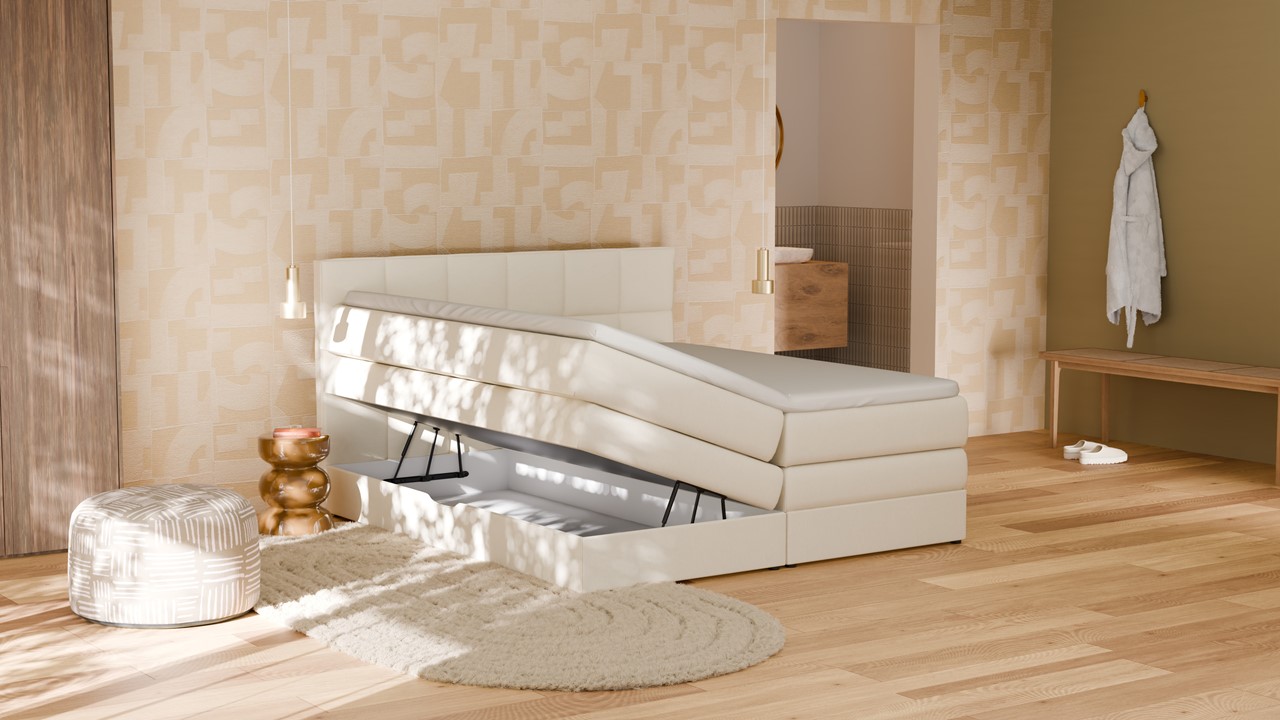 Opbergboxspring Jade - Matte leather ecru