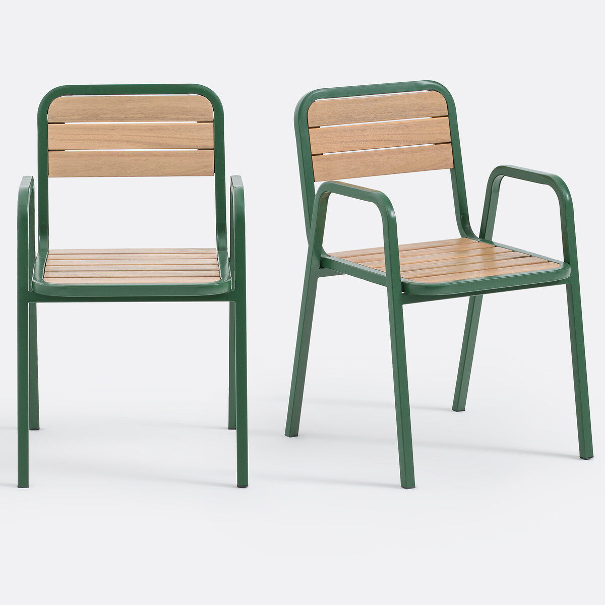 LA REDOUTE INTERIEURS<br>Conjunto de 2 cadeiras de jardim em acácia e metal, Sim sim