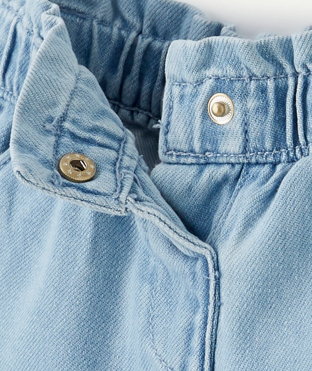 SHORT BÉBÉ FILLE EFFET DENIM EN COTON À FAIBLE IMPACT ENVIRONNEMENTAL