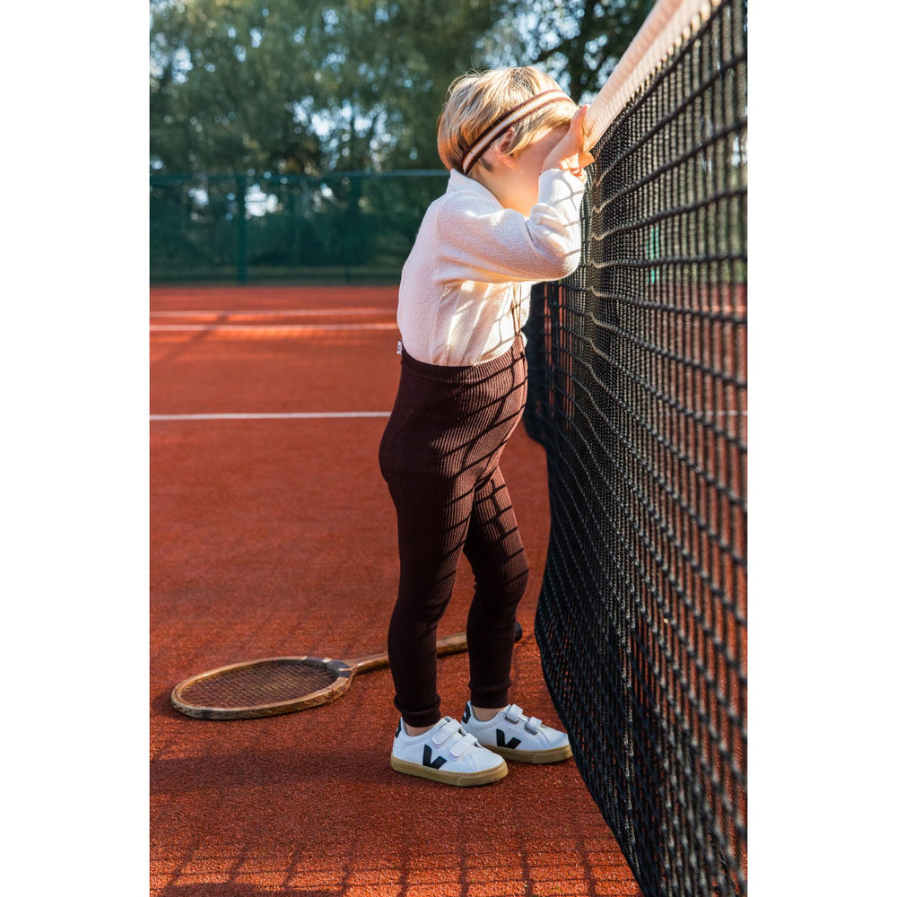 Køb Silly Silas Chocolate Brown Striped Footless Strømpebukser