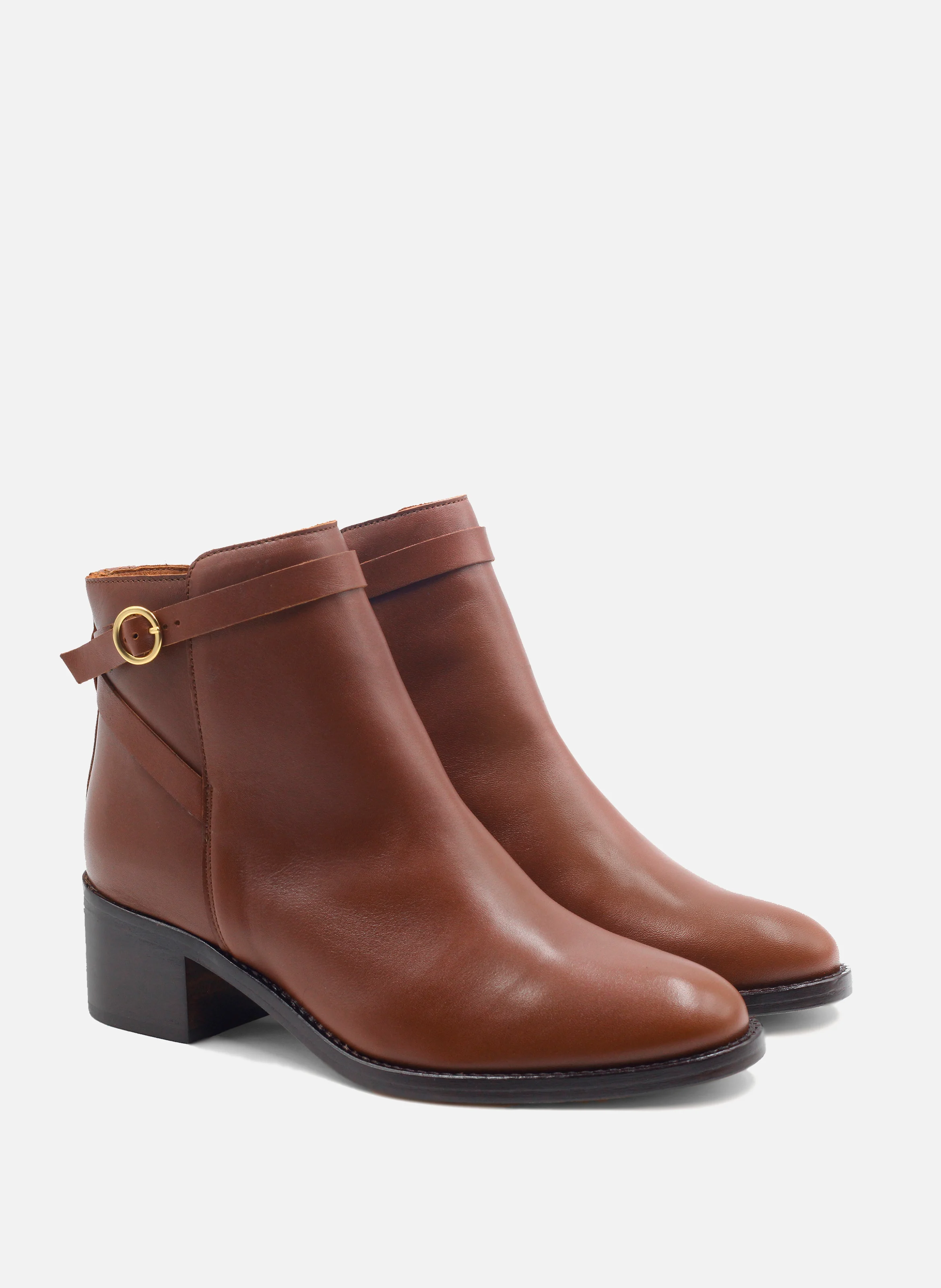 Bottines cavalières cuir lisse | Marron