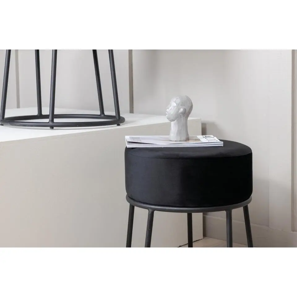 Svea - Nox poef - velvet - zwart