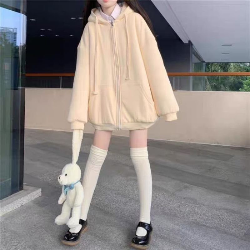 Sisyphi - Effen oversized hoodie met rits