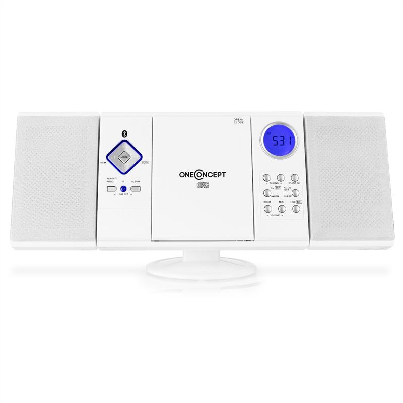 V-12-BT Bluetooth-Stereoanlage USB SD CD MP3 AUX UKW weiß Weiß