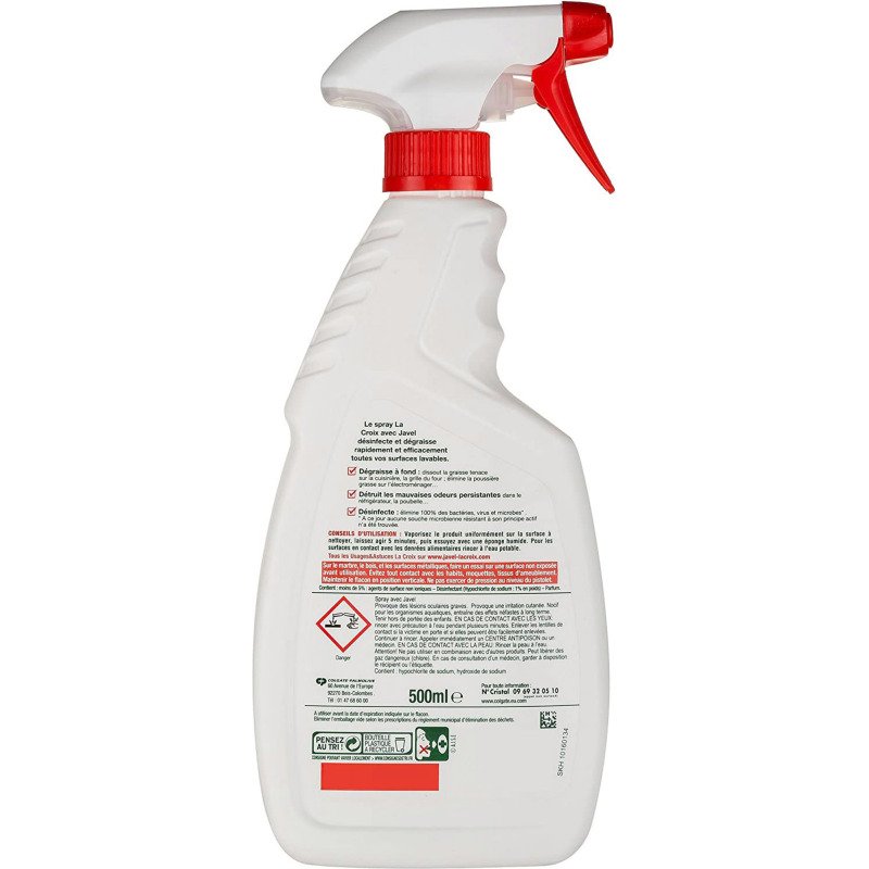 Javel ultra dégraissant La Croix 2 en 1 - Spray de 500 ml