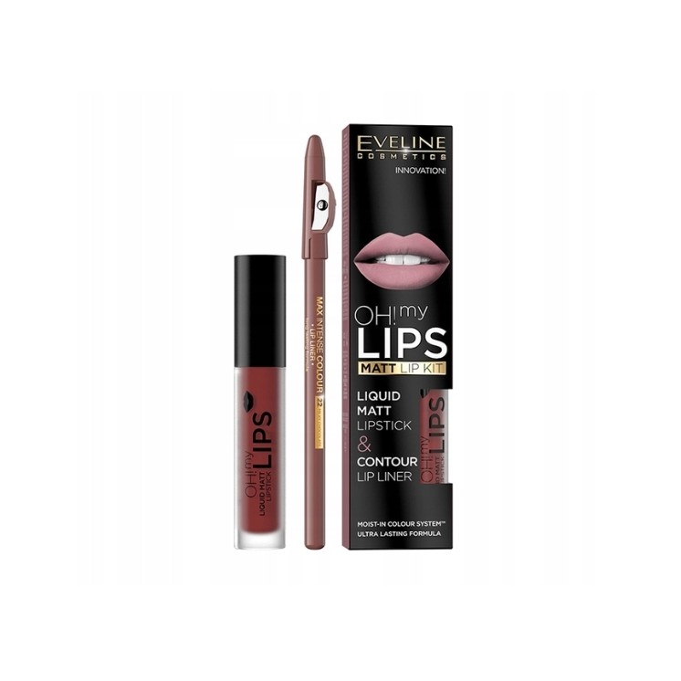 Eveline OH My Lips Matte Liquid Lipstick 4,5 5 ml + Lipliner Set /16/ Extraordinary Red