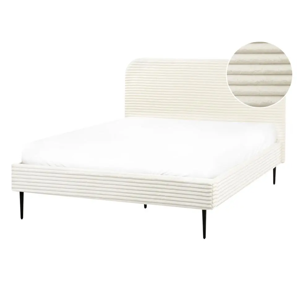 FLAYAT - Tweepersoonsbed - Gebroken wit - 140 x 200 cm - Corduroy