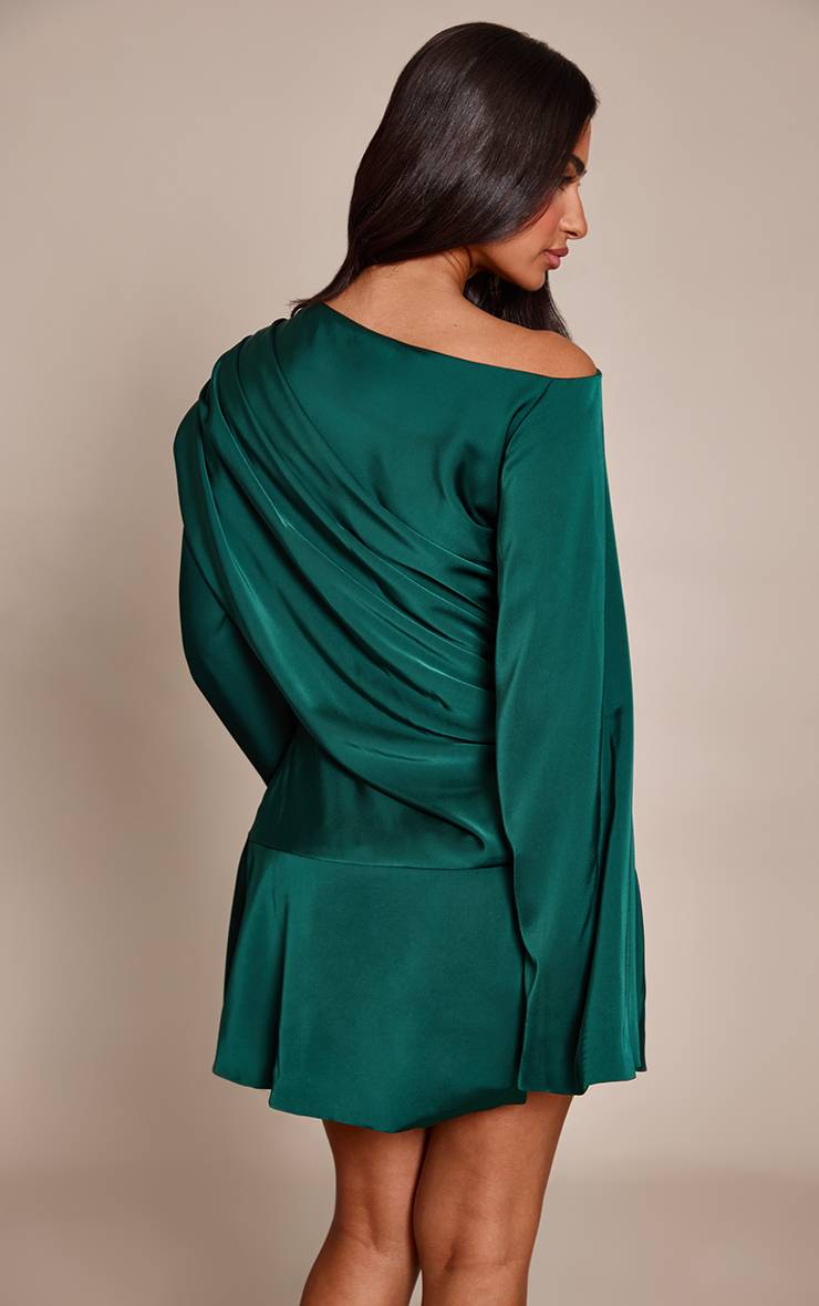 Vert Olive Foncé Robe Courte Ajustée Tissée À Épaules Dénudées Petite Taille