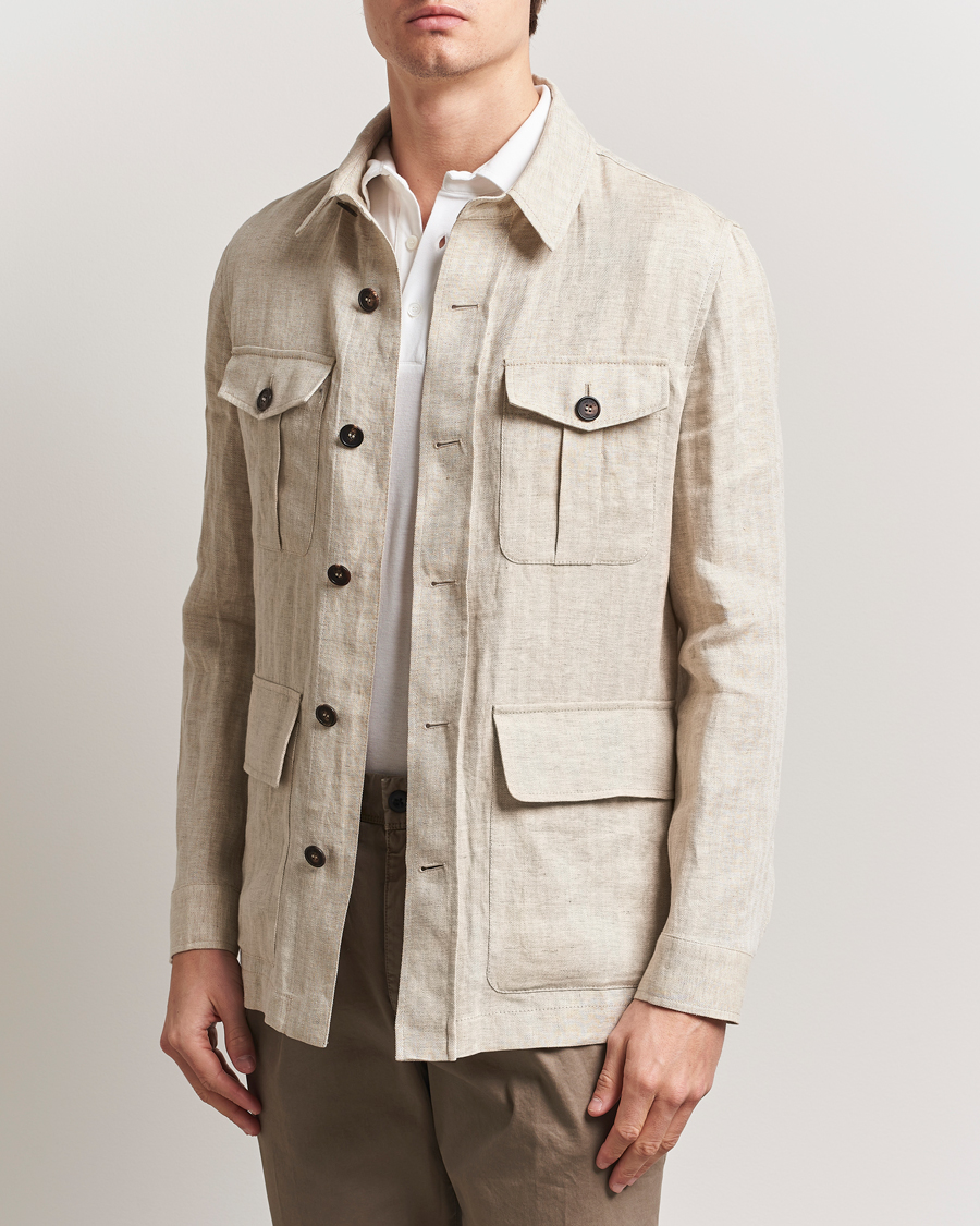 Incotex Herringbone Linen Sahariana Beige