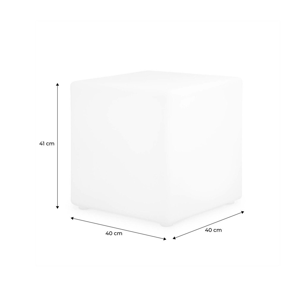 Cube led 40cm – cube décoratif lumineux. 40x40cm. Blanc chaud. Commande à distance