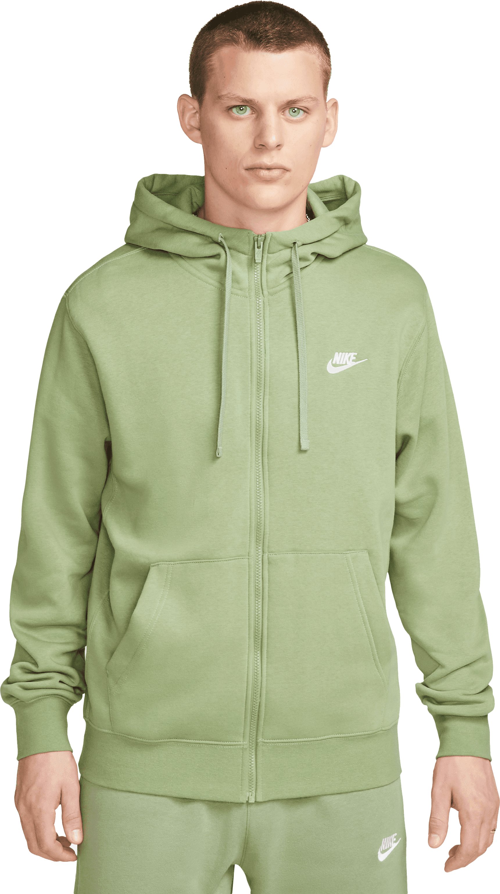 Nike Club Fleece Kapuzenjacke Tall Grün Weiss F386