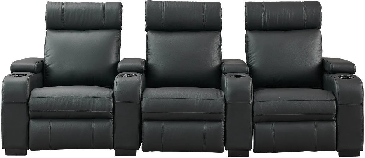 Lumene Hollywood Luxury III Noir (3 places, cuir synthétique) Fauteuils cinéma