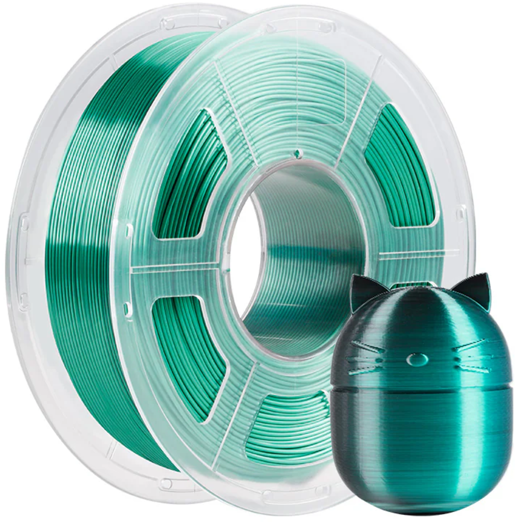 Anycubic  PLA Silk Dual Color Black Green, 1,75 mm / 1000 g    Seidenglanz trifft Farbverlauf in Black Green