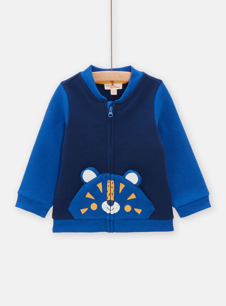 Gilet bleu style teddy à motif tigre pour bébé garçon