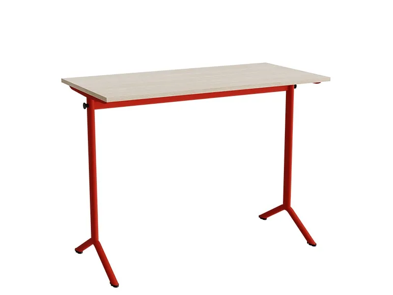 Bord Atlas 1130, 1200x600mm, lyddæmpende eg højtrykslaminat, rødt stel