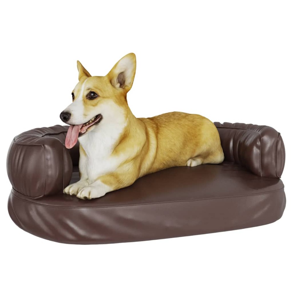 Lit pour chien ergonomique mousse marron 60x42 cm similicuir