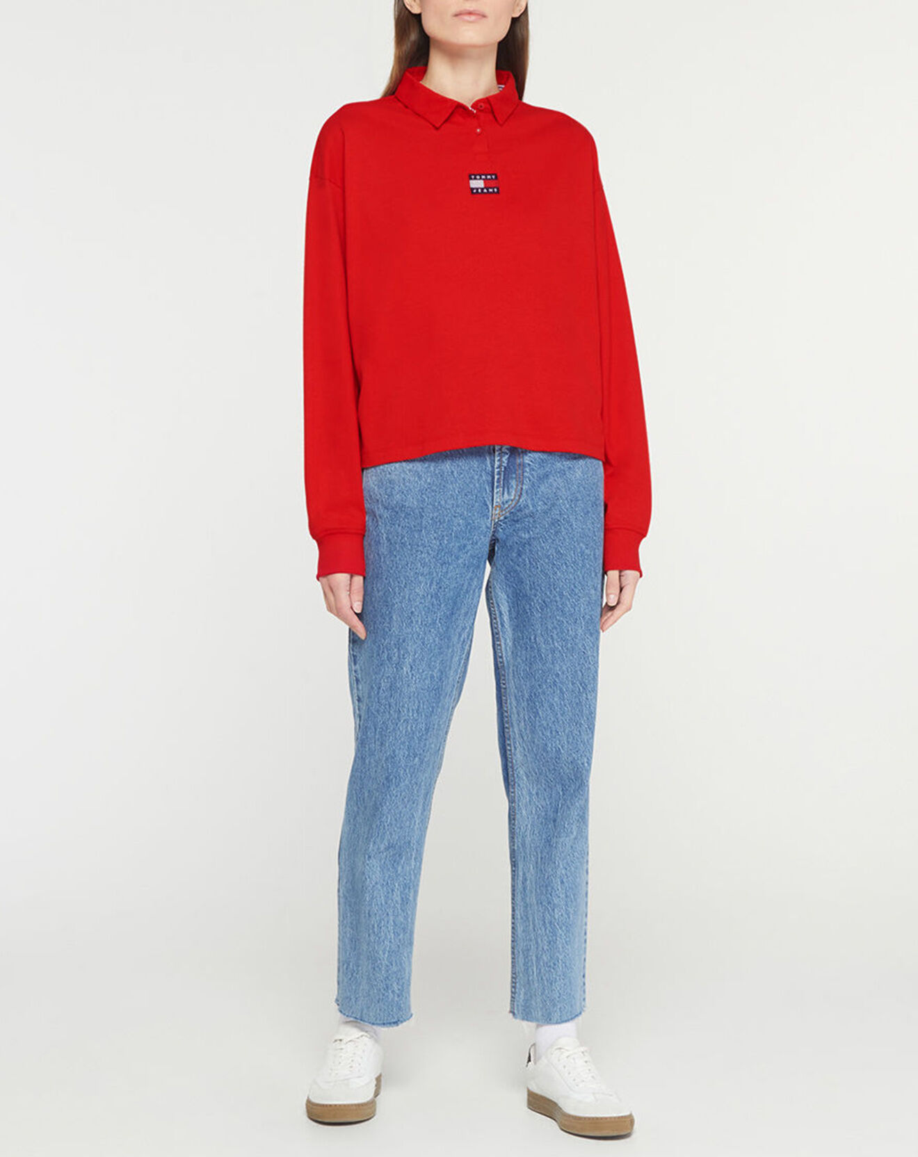 Tommy Jeans Polo Regular 100% Coton Bio Badge rouge