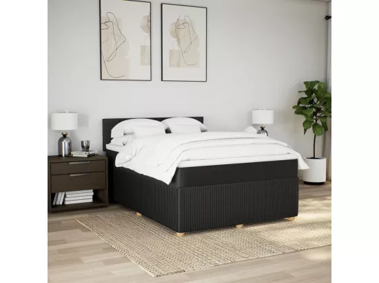 Sommier à lattes de lit avec matelas Noir 160x200 cm Tissu