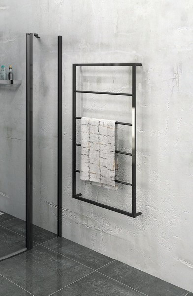 SCHADEMODEL: Sapho Industrial handdoekrek hangend 115x45cm mat zwart
