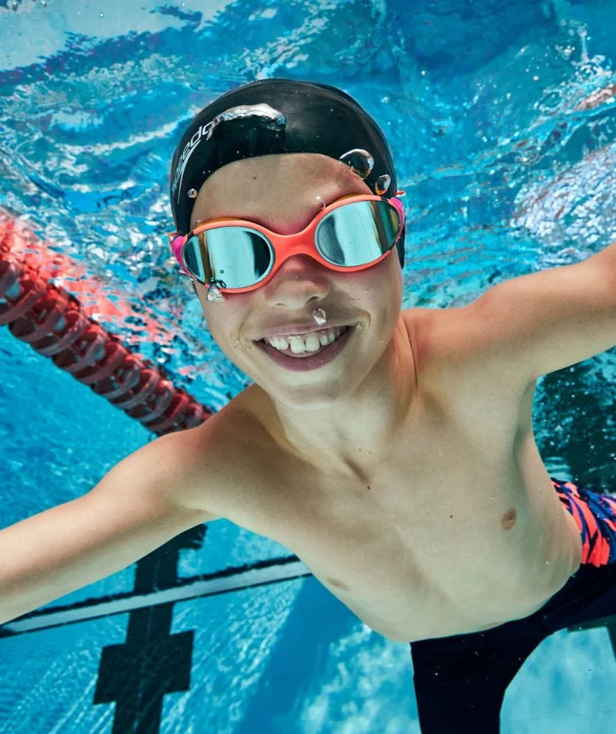 Speedo svømmebriller til børn (6-14) - Biofuse 2.0 Mirror - Orange/mørkeblå