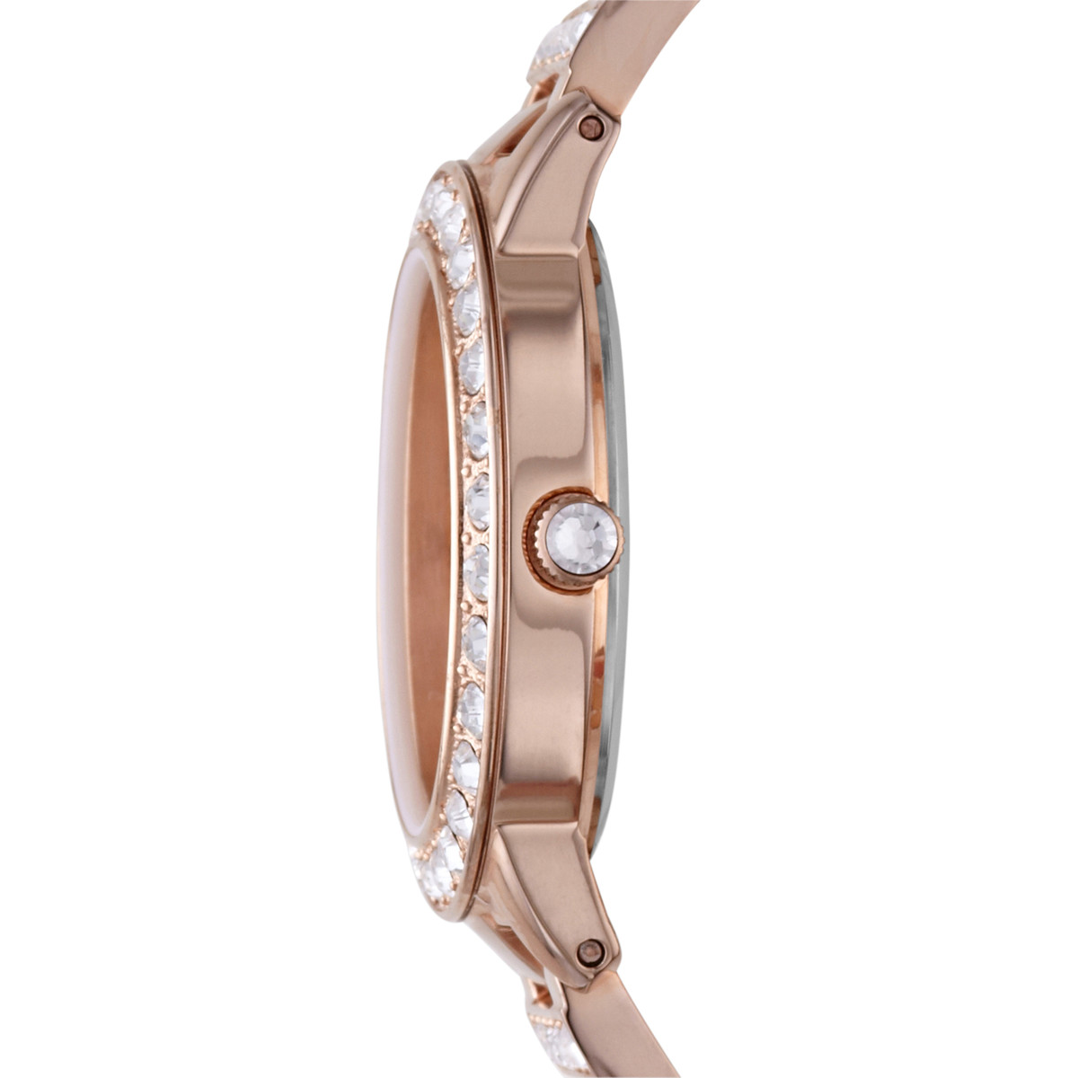 Montre Fossil femme acier doré rose cristaux