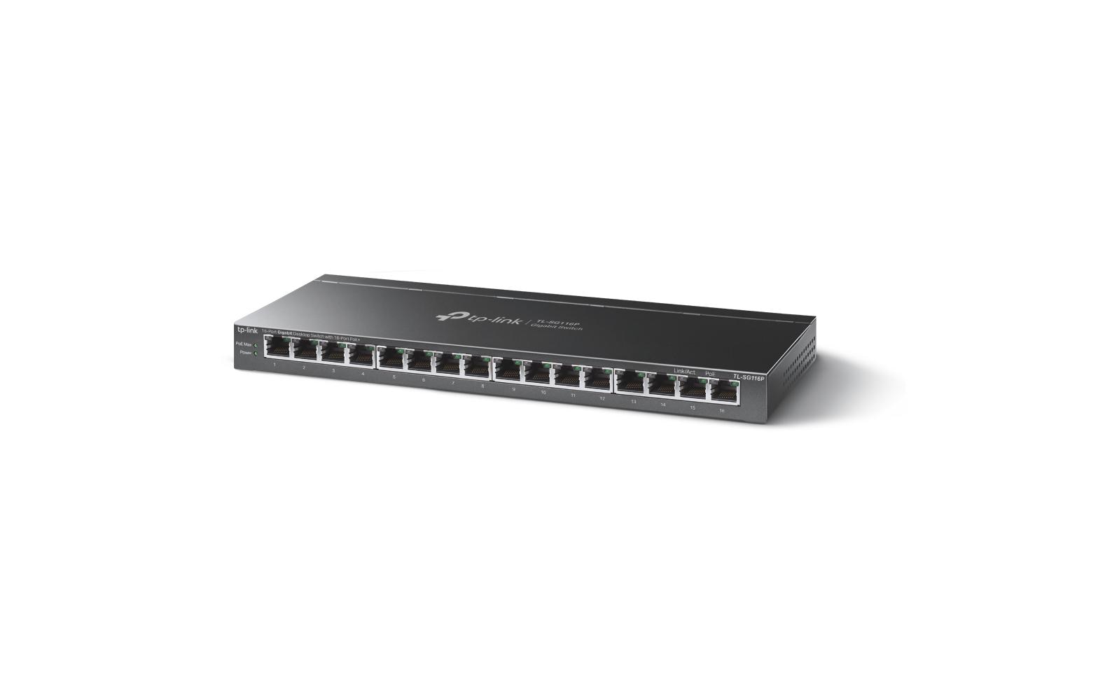 PoE+ Switch TL-SG116P 16 Port<br>16-Port Gigabit Desktop Switch mit 16-Port PoE+