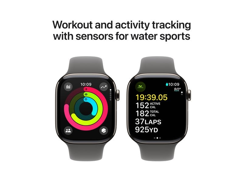 Apple Watch Series 10 46 mm LTE Natural Titanium Sport Grau Eine glatte Zehn