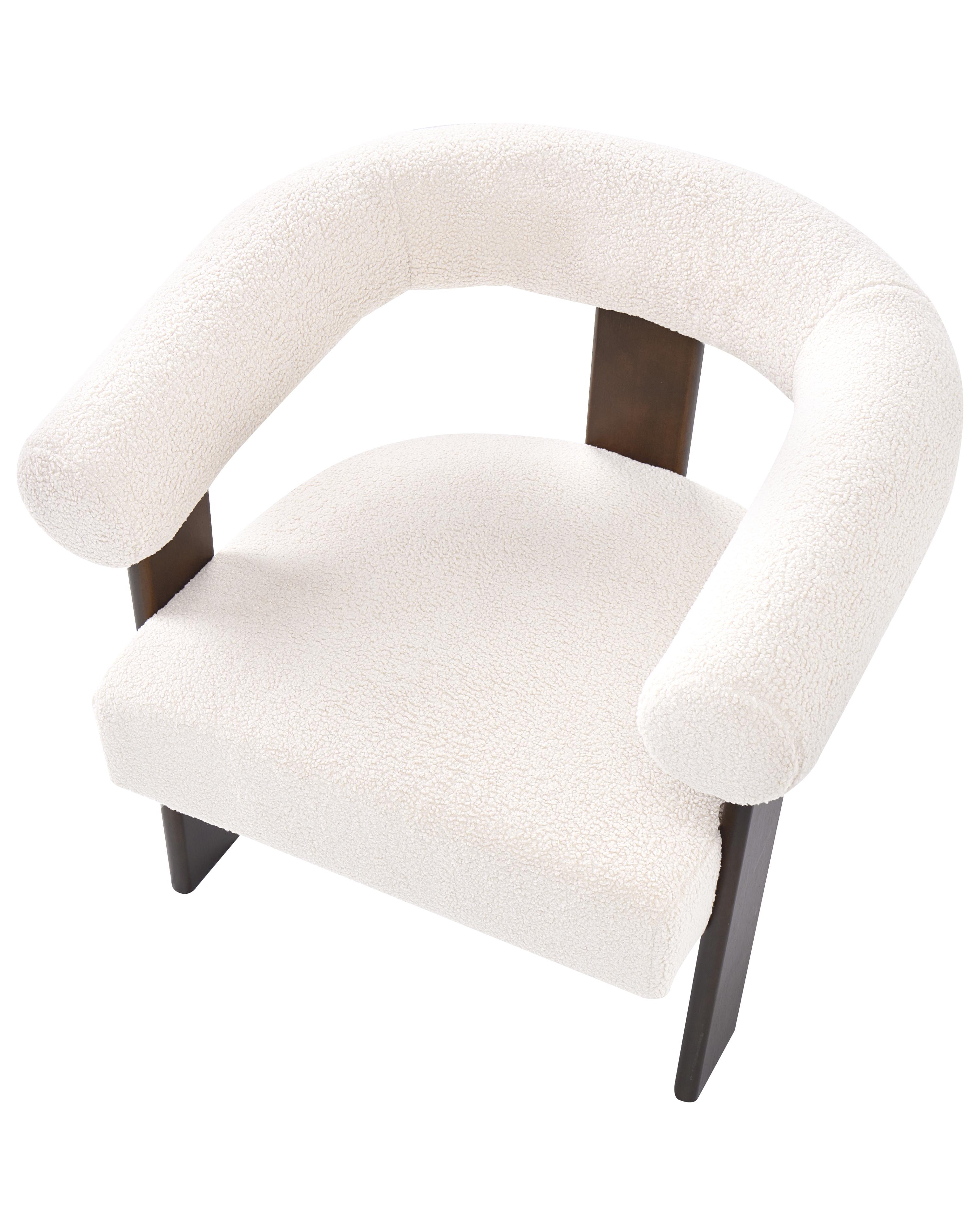 Fauteuil ILBRO Bouclé Gebroken wit/donkerbruin