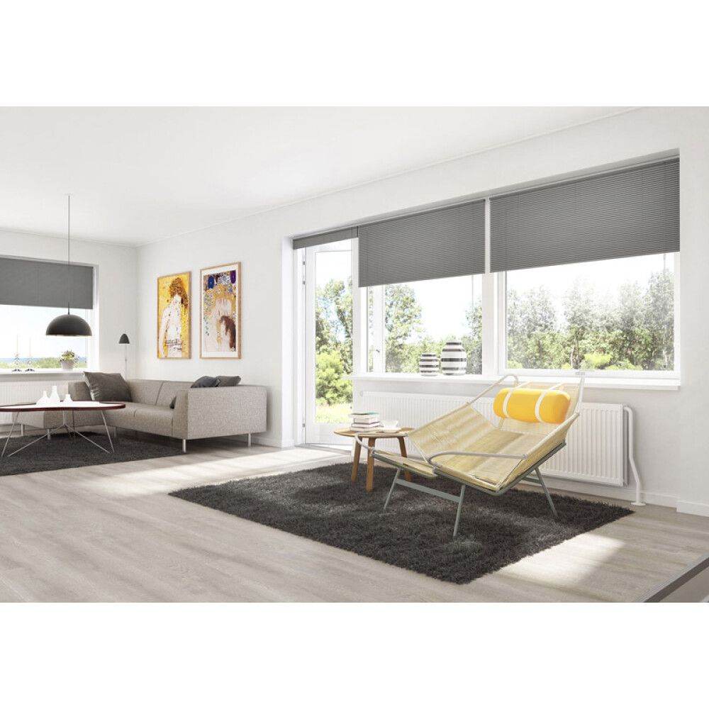 PLISSÉ DEBEL LONDON MED SNORTREKK 80X130CM GRÅ