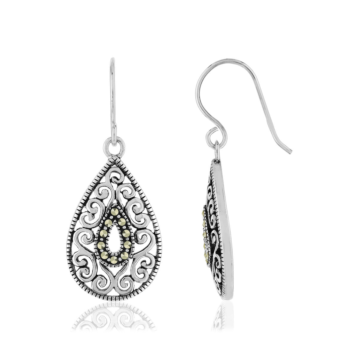 Boucles d'oreilles argent 925 marcassites