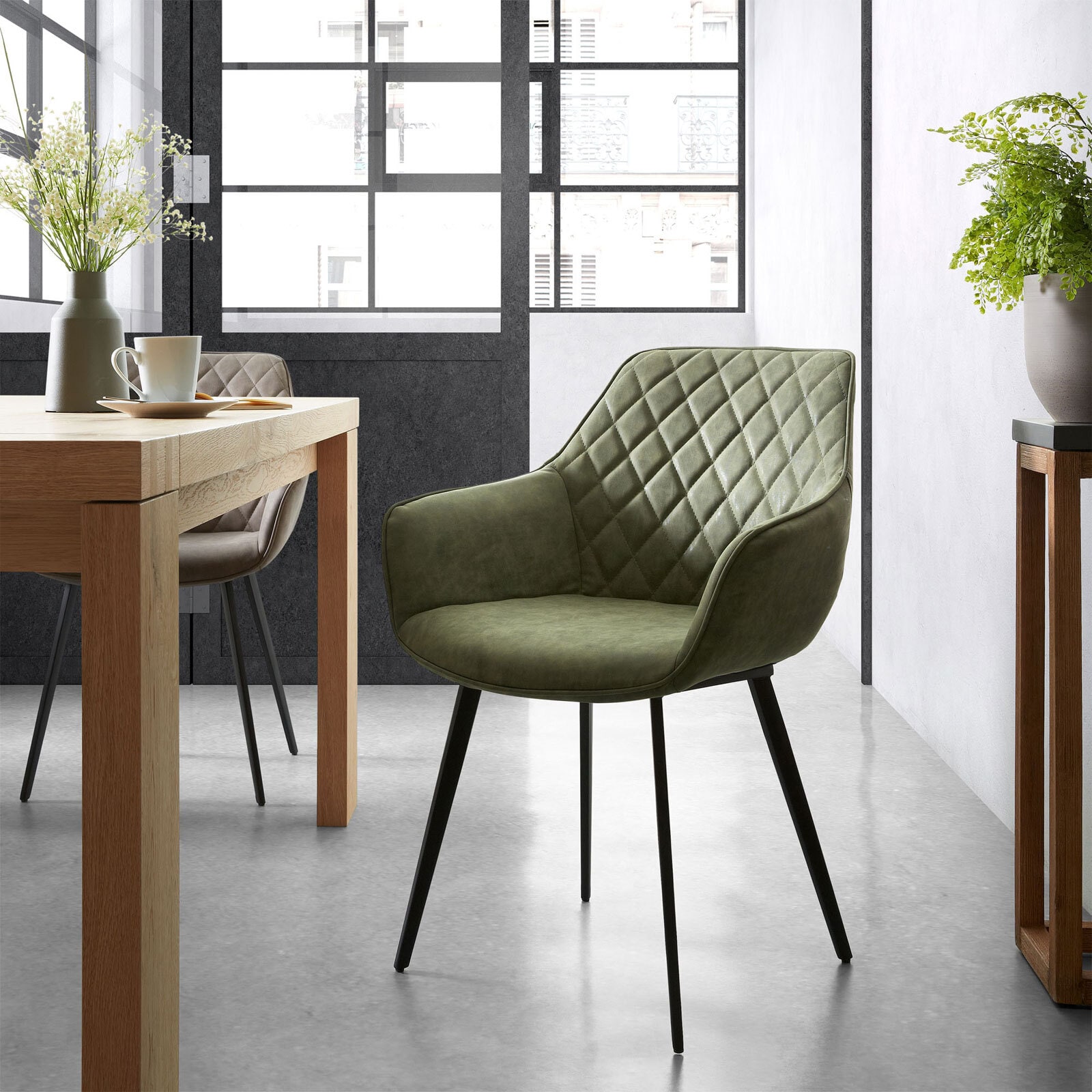 Kave Home Esszimmerstuhl AMINY 2er Set grün