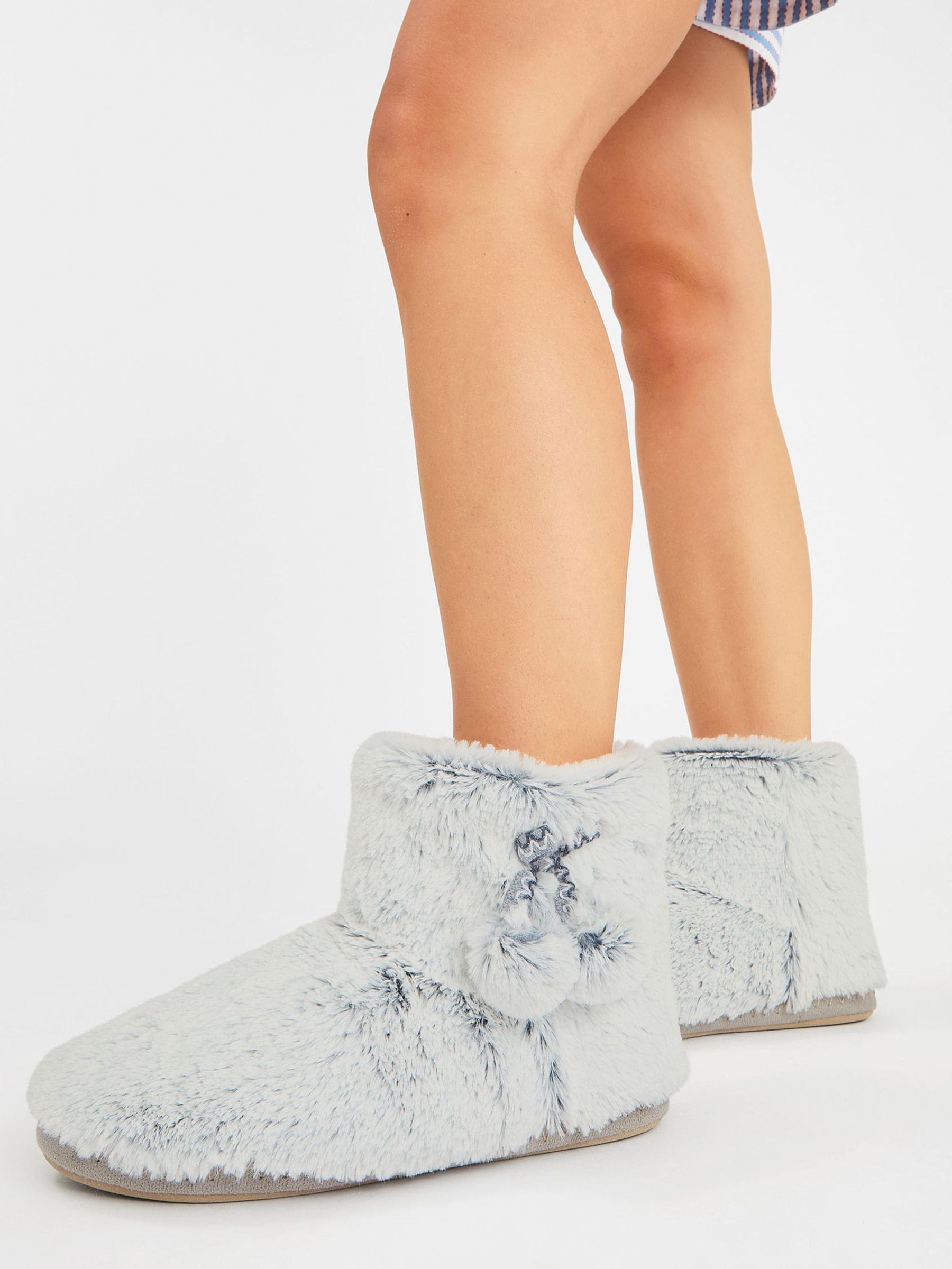 Accessorize Super Soft Pom Pom Slipper Boots
