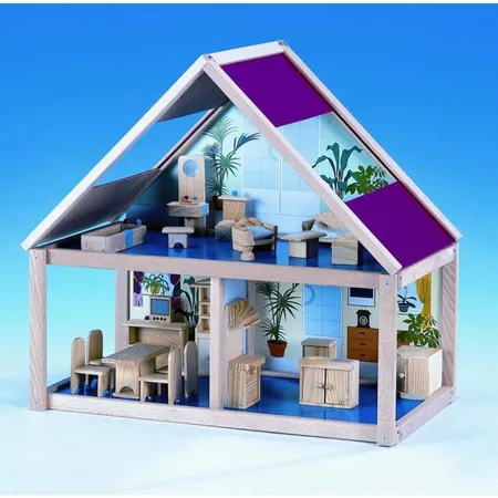 Elka Puppenhaus aus Holz mit Möbeln