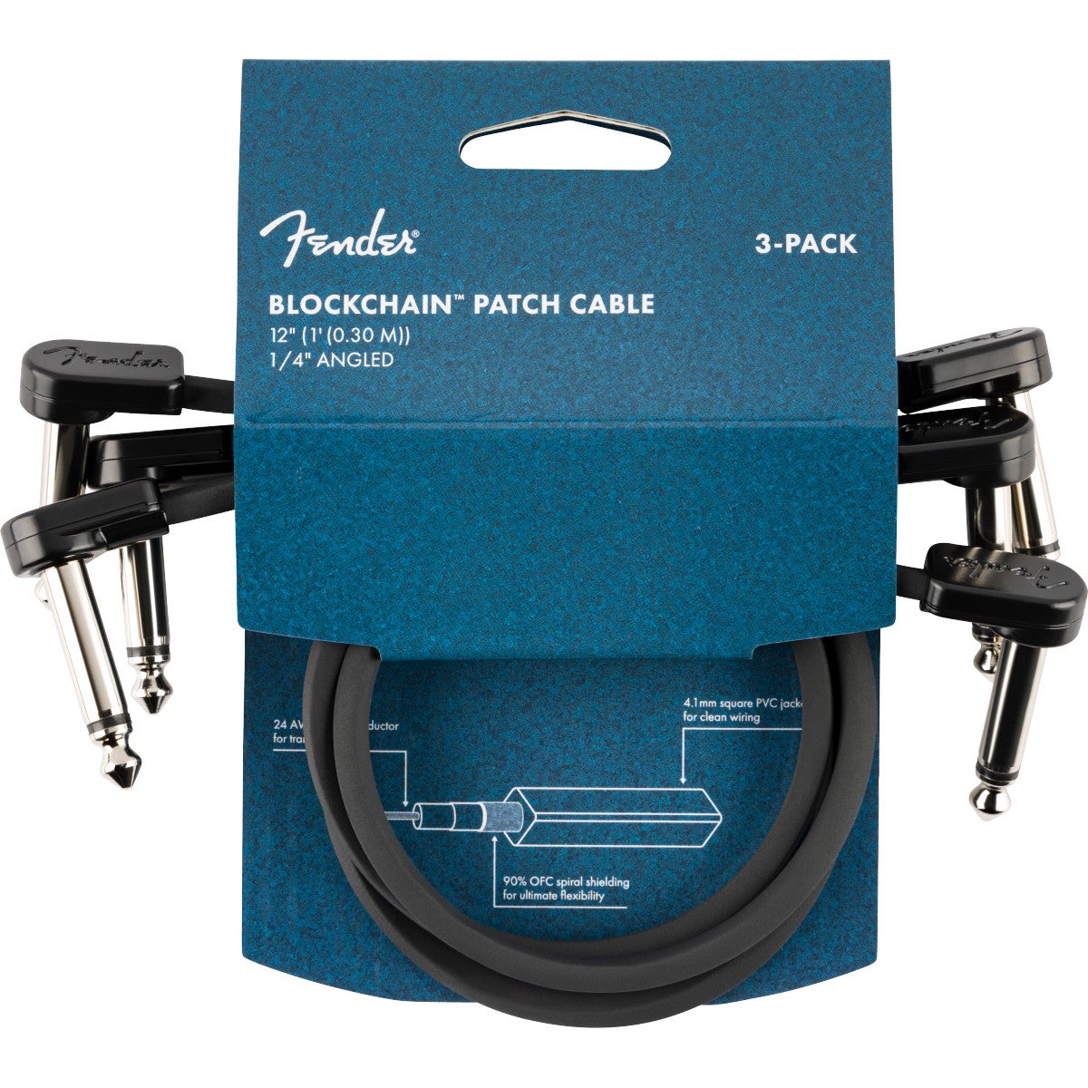 Fender Blockchain 12” Patch Cables Angle/Angle 30 cm (3 stuks)
