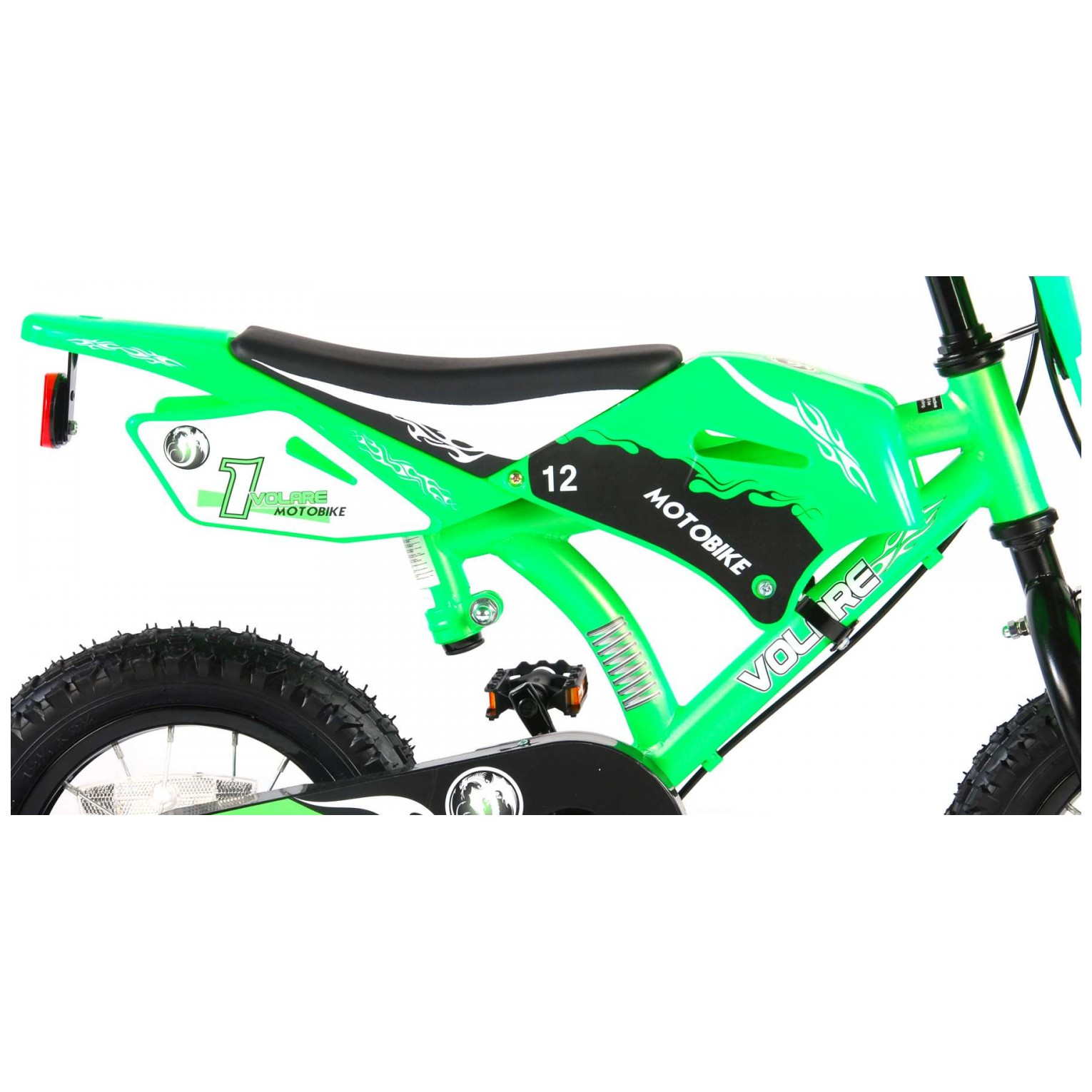 Volare Motorbike Fiets - 12 inch - Groen - 2 handremmen