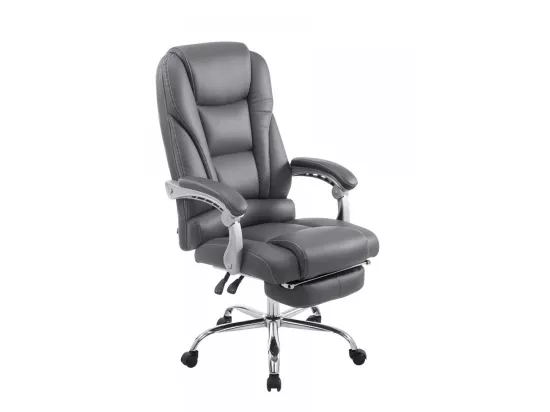 Chaise de bureau - Similicuir & Métal chromé - Gris - Pacific