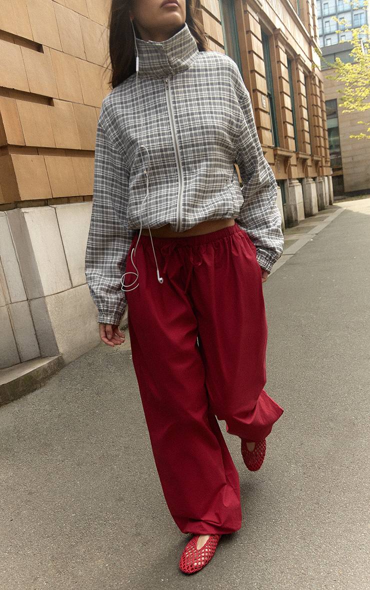 Rouge Pantalon Ballon En Coton Avec Cordon De Serrage