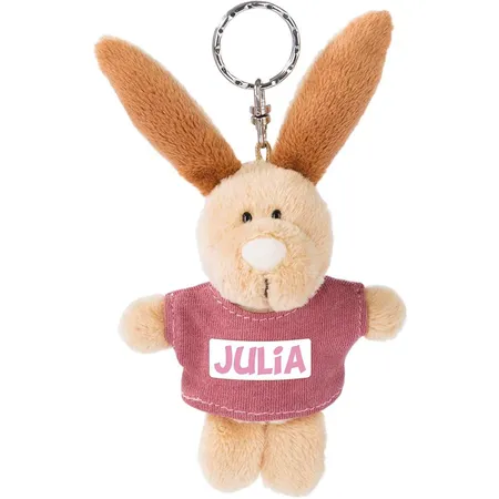 NICI Schlüsselanhänger Hase mit T-Shirt Julia 10 cm, beige