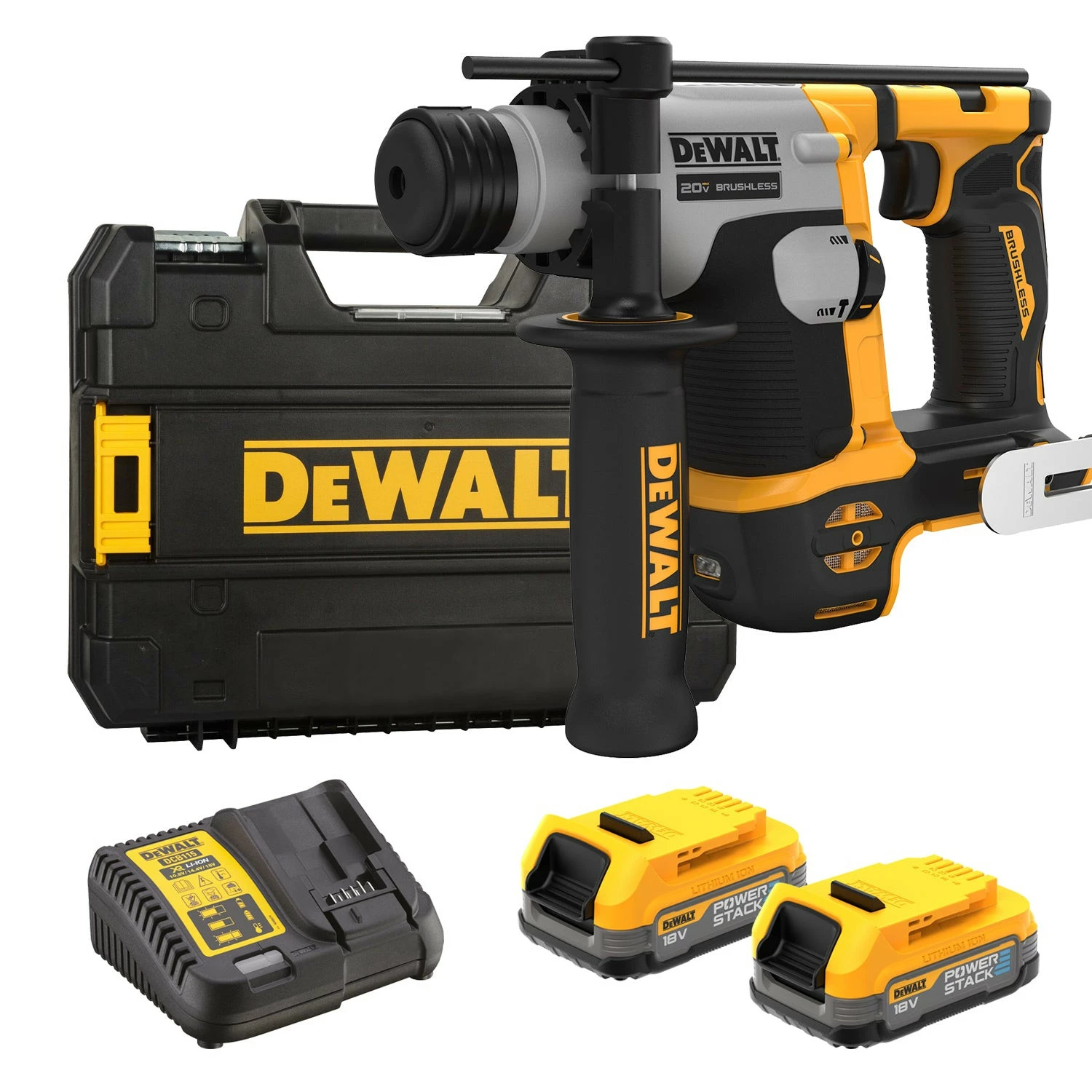 DeWALT DCH172E2T 18V Li-ion Accu Boorhamer set (2x PowerStack accu's) in TSTAK koffer - SDS-Plus - 1.4J