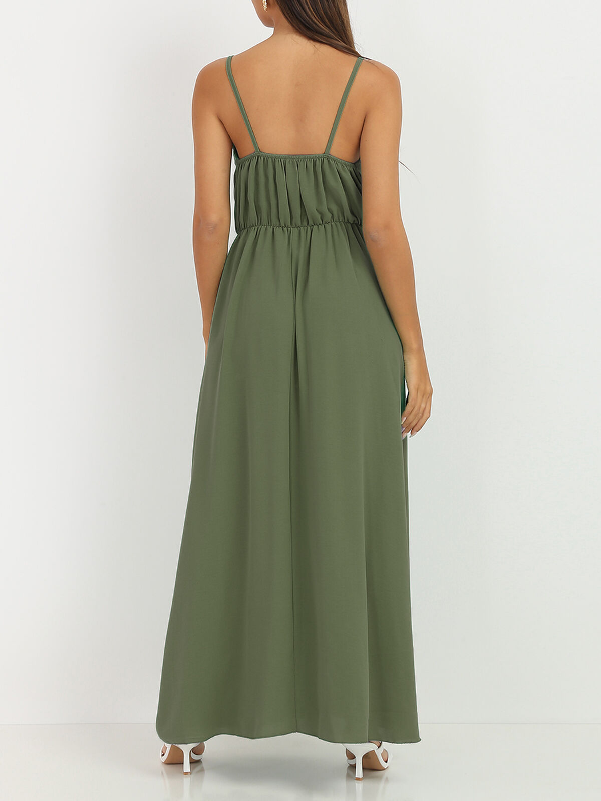 Robe longue portefeuille- Kaki
