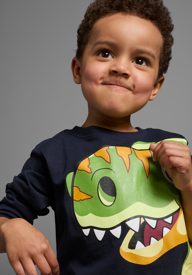 KIDSWORLD Langarmshirt »CURIOUS DINO«, Langarm,  Basic-Passform,  peppiger Druck