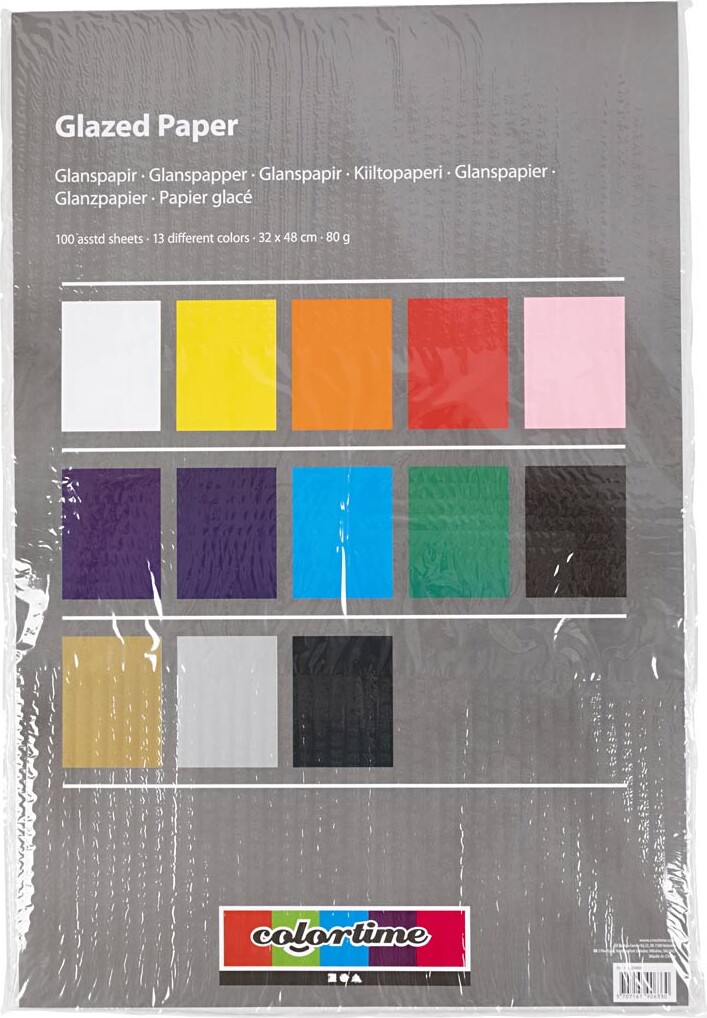 Glanspapir - 32X48 CM - 80 G - Forskellige Farver - 100 Ark
