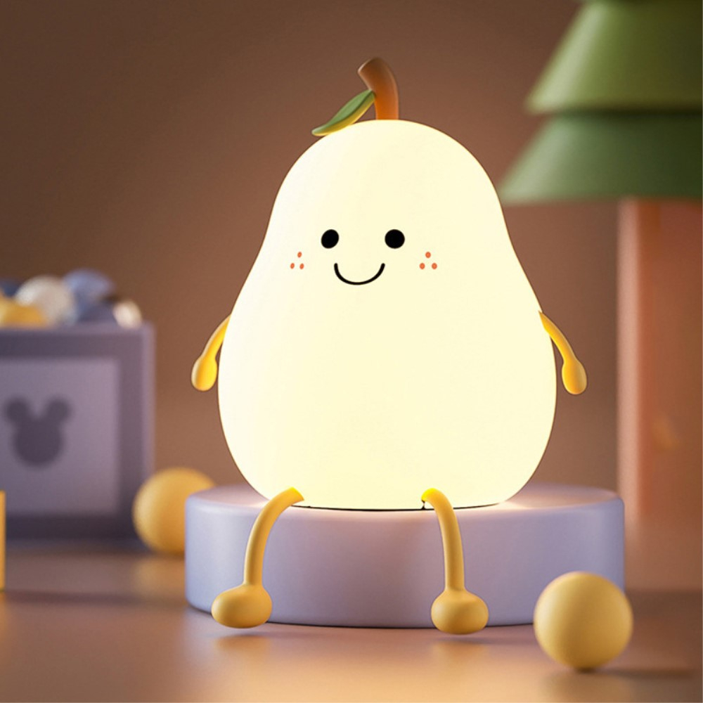 USB Silikon Birne Kinder Nachtlicht LED Lampe Stimmungsleuchte mit Touch Funktion (1200mAh) - Weiss