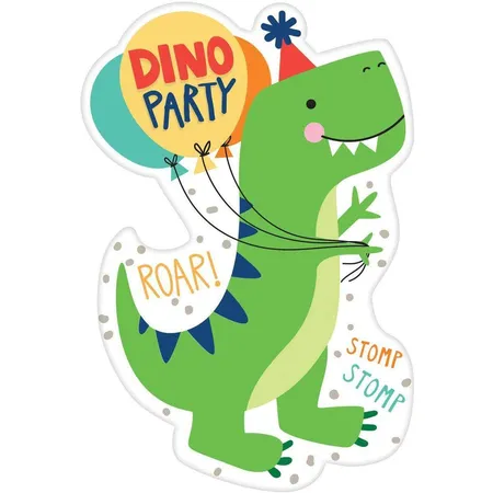 amscan 492270 Einladungskarten & Briefumschläge Dino-Mite, 8 Stück