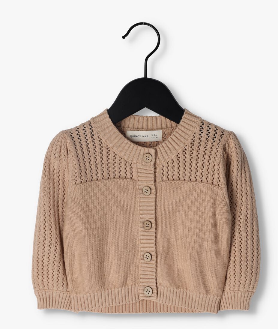 QUINCY MAE beige quincy mae vest pointelle knit cardigan