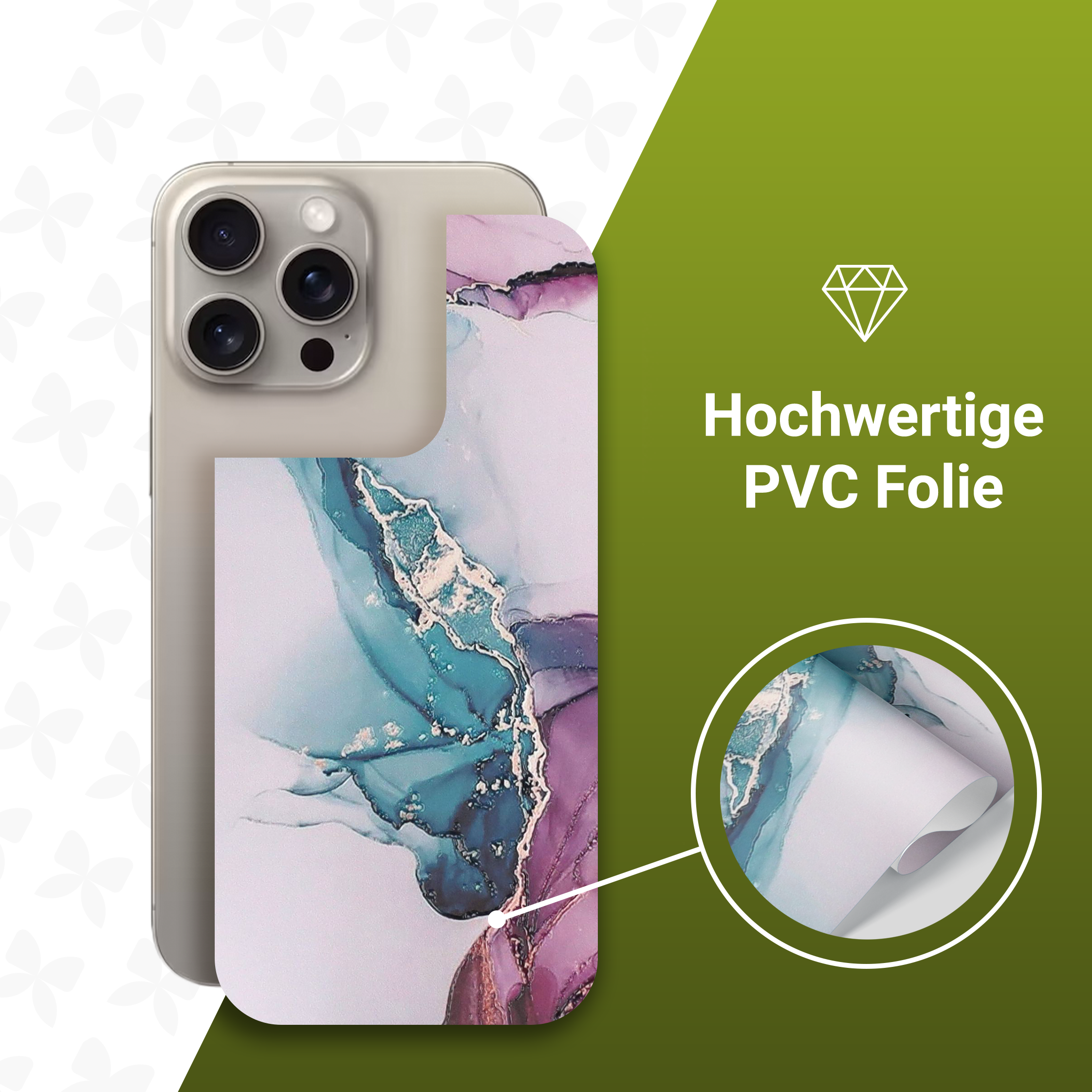 (2er Set) iPhone 15 Pro Backcover Schutzfolie Swiss Made - Elegance Satin Marble