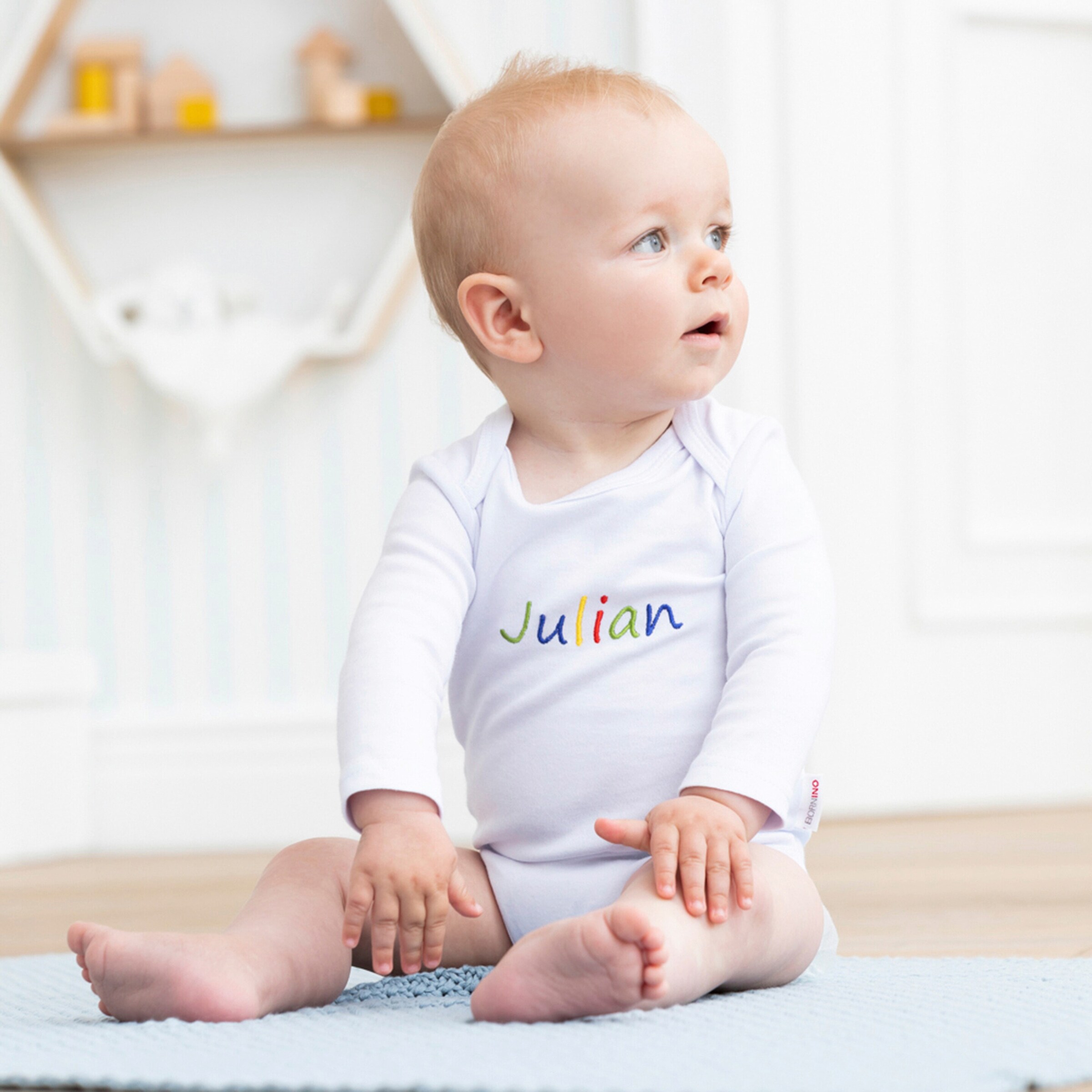 Bornino - Lieblinge Body langarm personalisiert mit Namen weiß