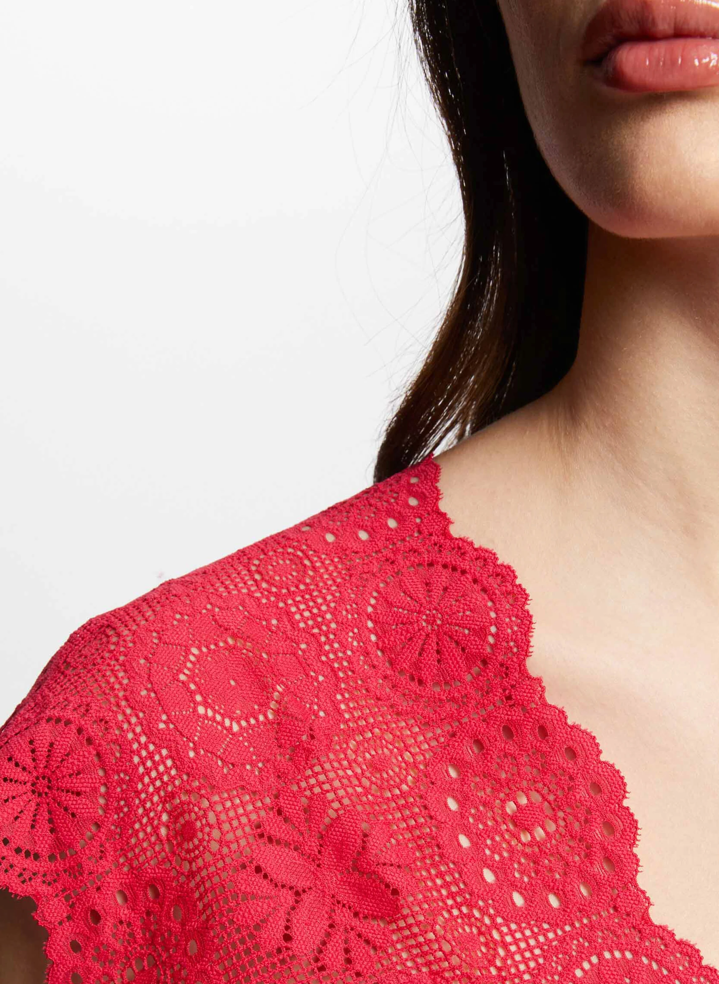 DELOR - Tee-shirt col V en coton mélangé | Rose