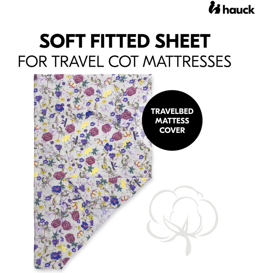 hauck Spannbettlaken für Reisebettmatratzen Flora Beige