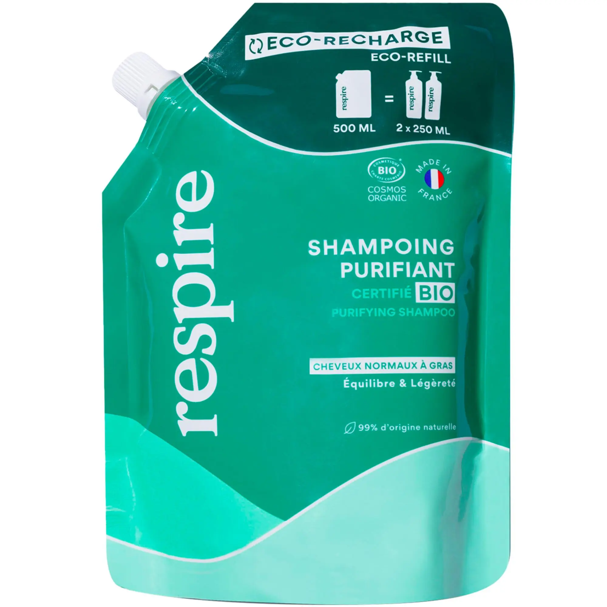 Respire - Shampoing Purifiant Eco-Recharge 500 ml - Shampoing